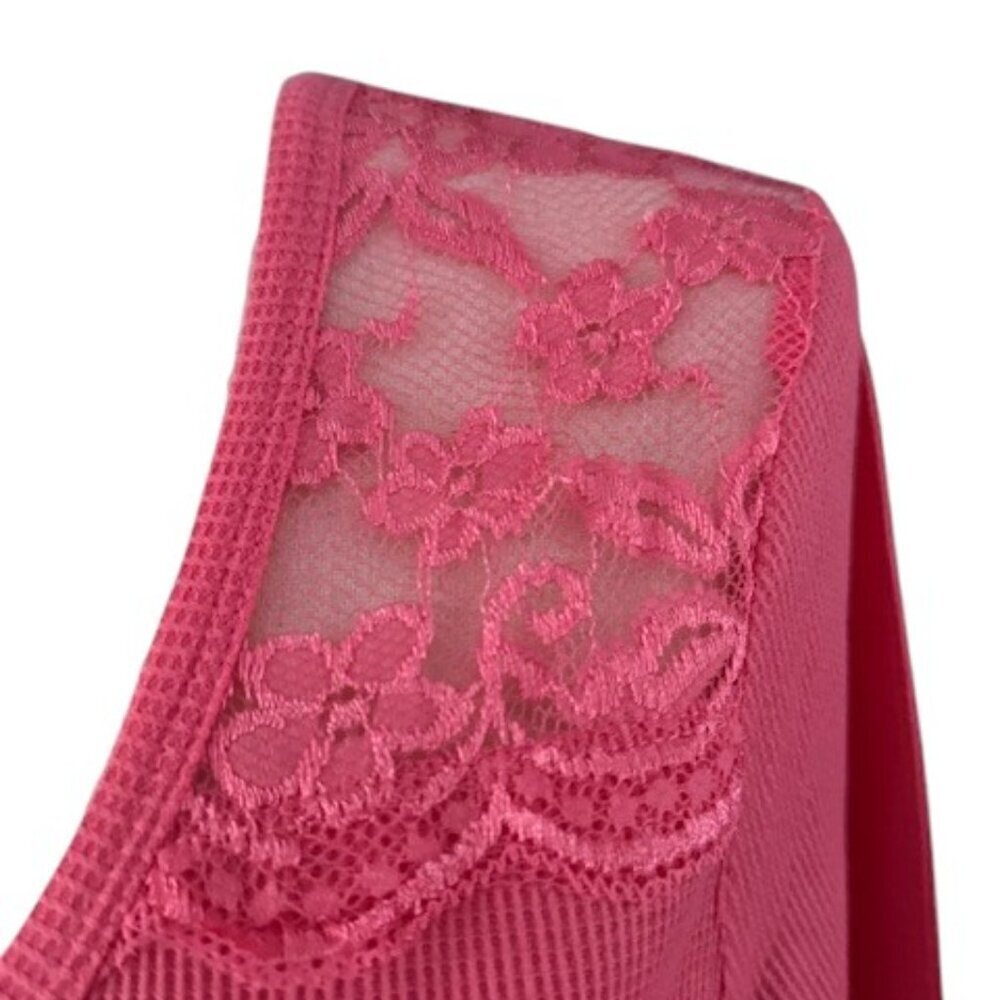 Colt Story Women's Long Sleeve V Neck Pink Buttons Lace Details T-Shirt PLUS 2XL - Picture 3 of 13